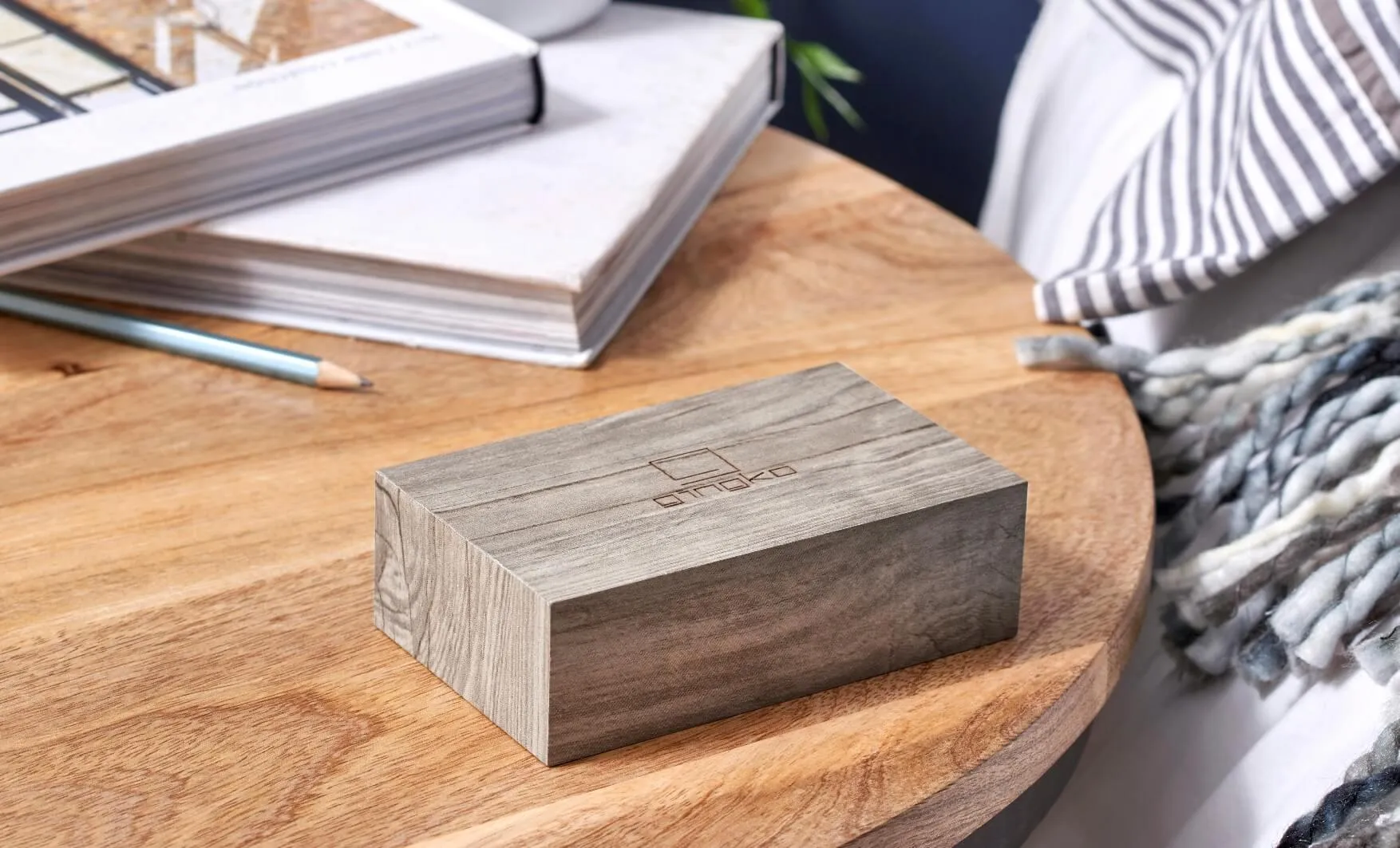 Flip Alarm Clock with LED Display - Ash Wood