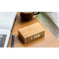 Flip Alarm Clock with LED Display - Bamboo