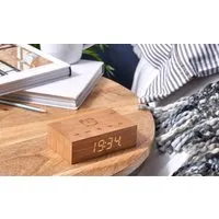 Flip Alarm Clock with LED Display - Cherry Wood
