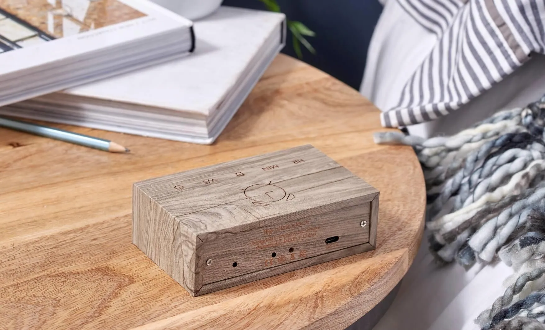 Flip Alarm Clock with LED Display - Maple Wood