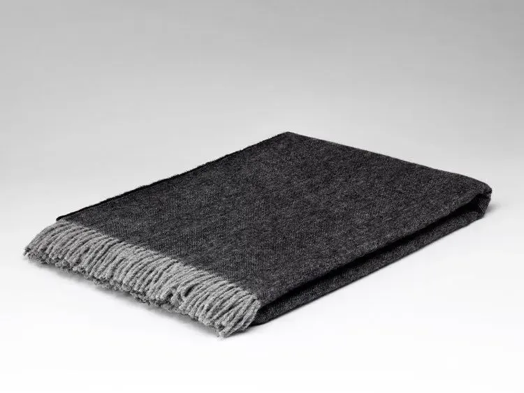 Herringbone Soft Throw - Graphite, Lambswool image