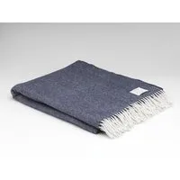 Herringbone Soft Throw - Navy, Lambswool