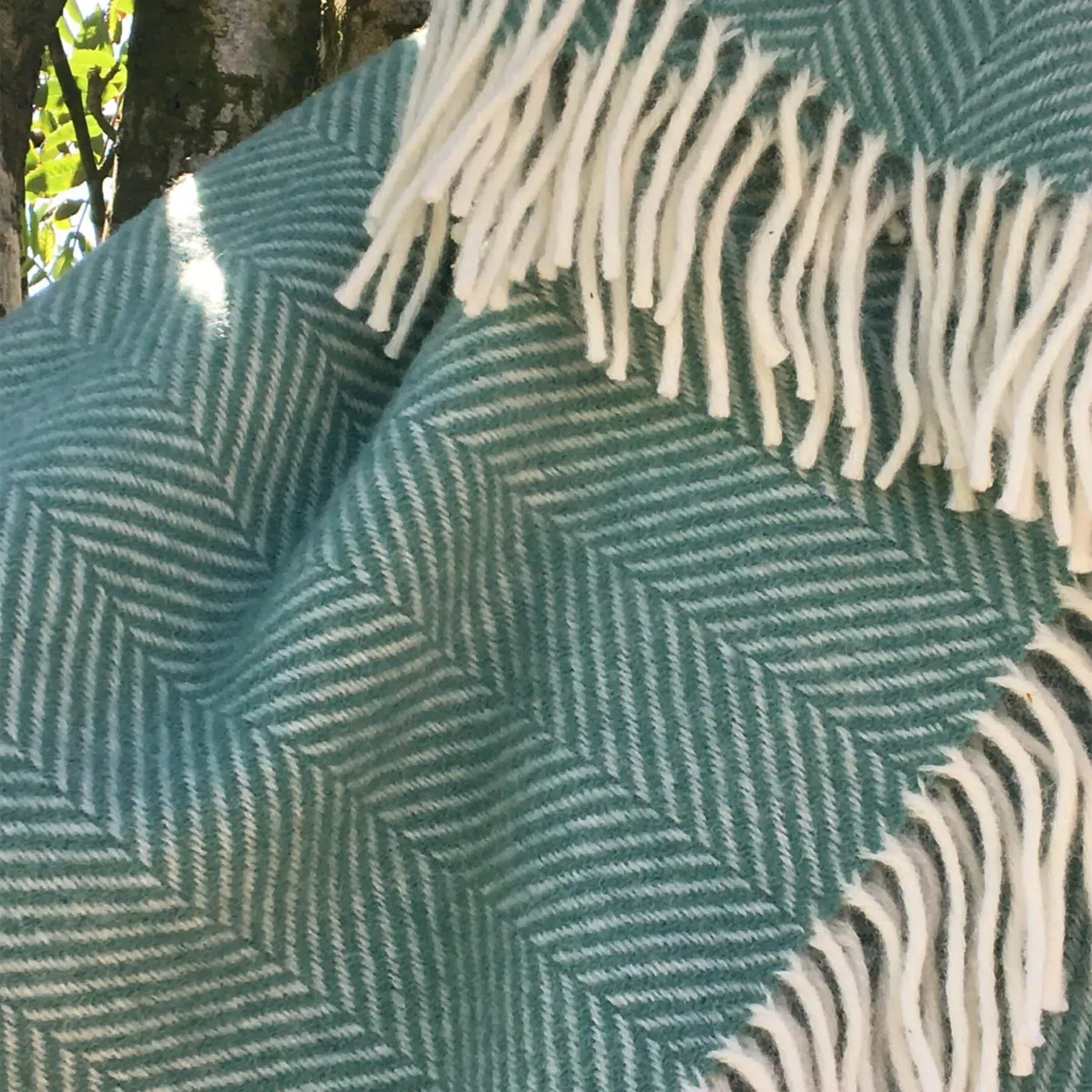 Herringbone Soft Throw - Spearmint, Lambswool