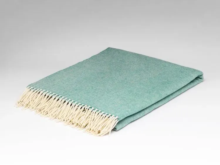 Herringbone Soft Throw - Spearmint, Lambswool