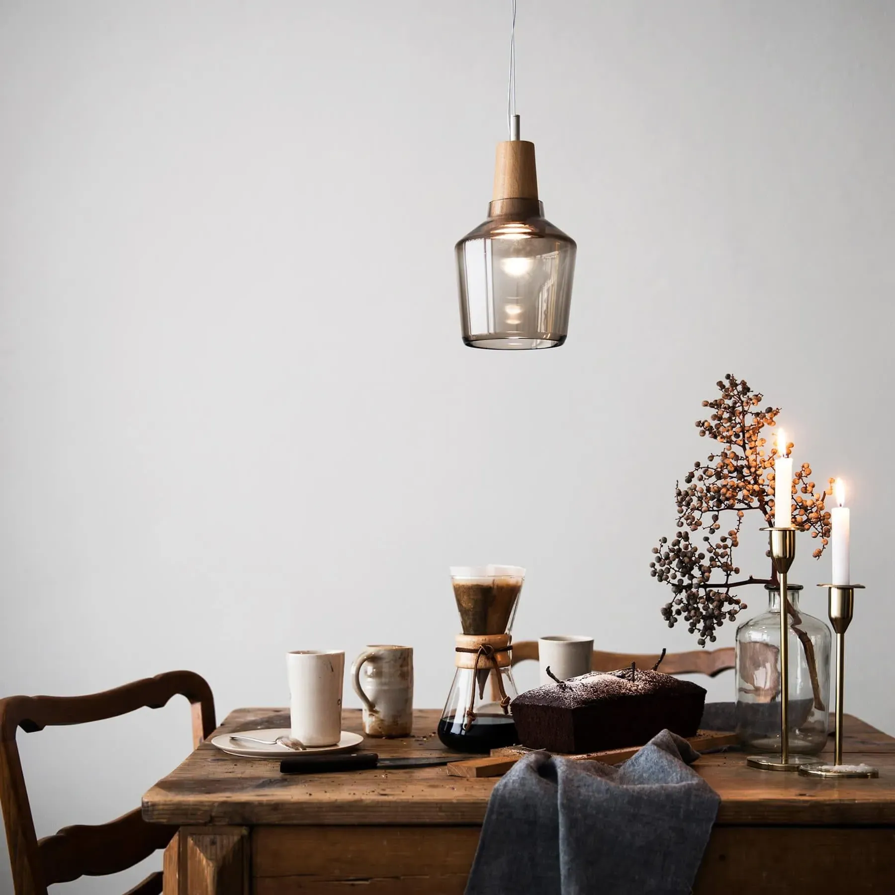 Industrial Pendant Light - Wood, Glass