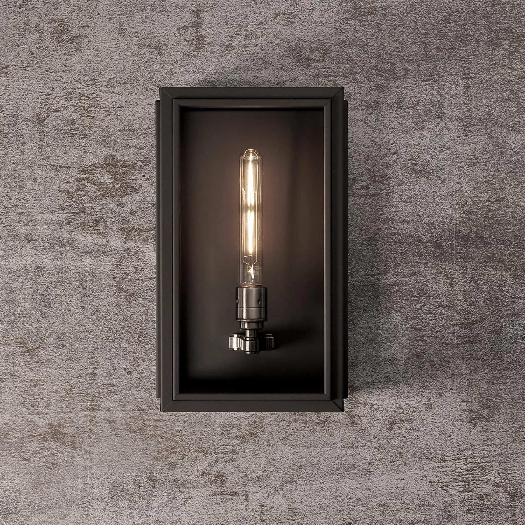 Large Box Wall Light - Antique Black, Steel