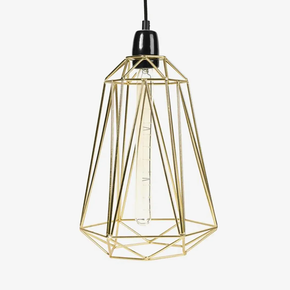 Large Diamond Cage Pendant Light - Black, Metal