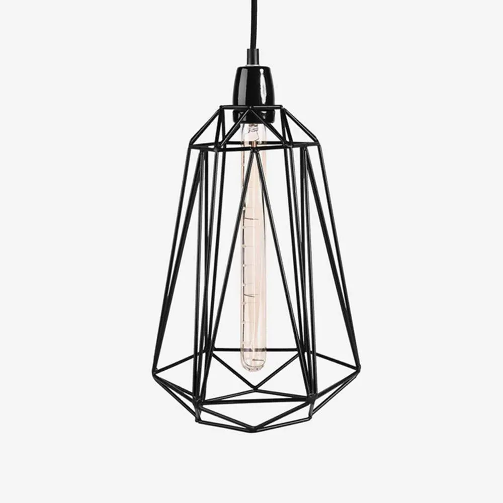 Large Diamond Cage Pendant Light - Black, Metal