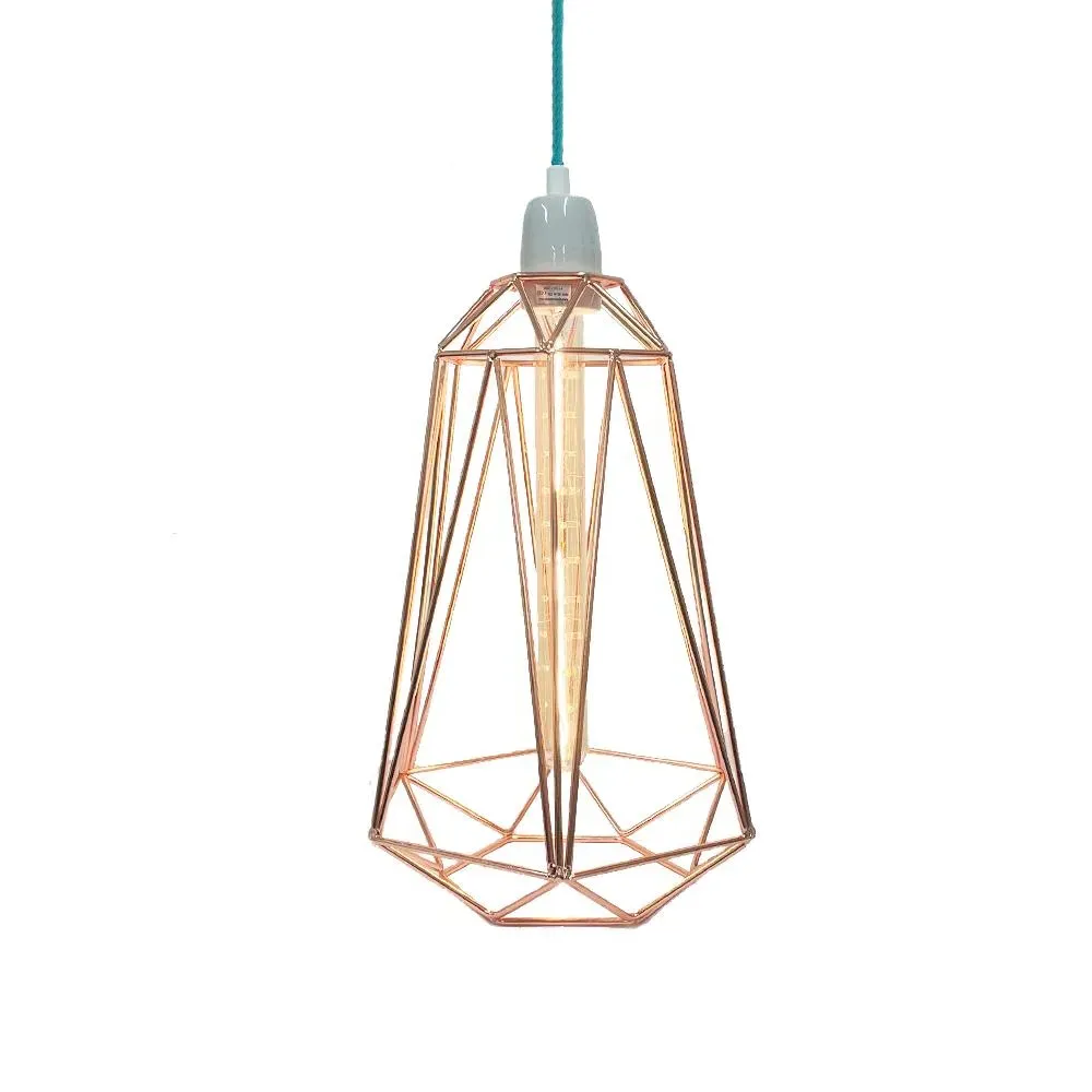 Large Diamond Cage Pendant Light - Copper, Metal