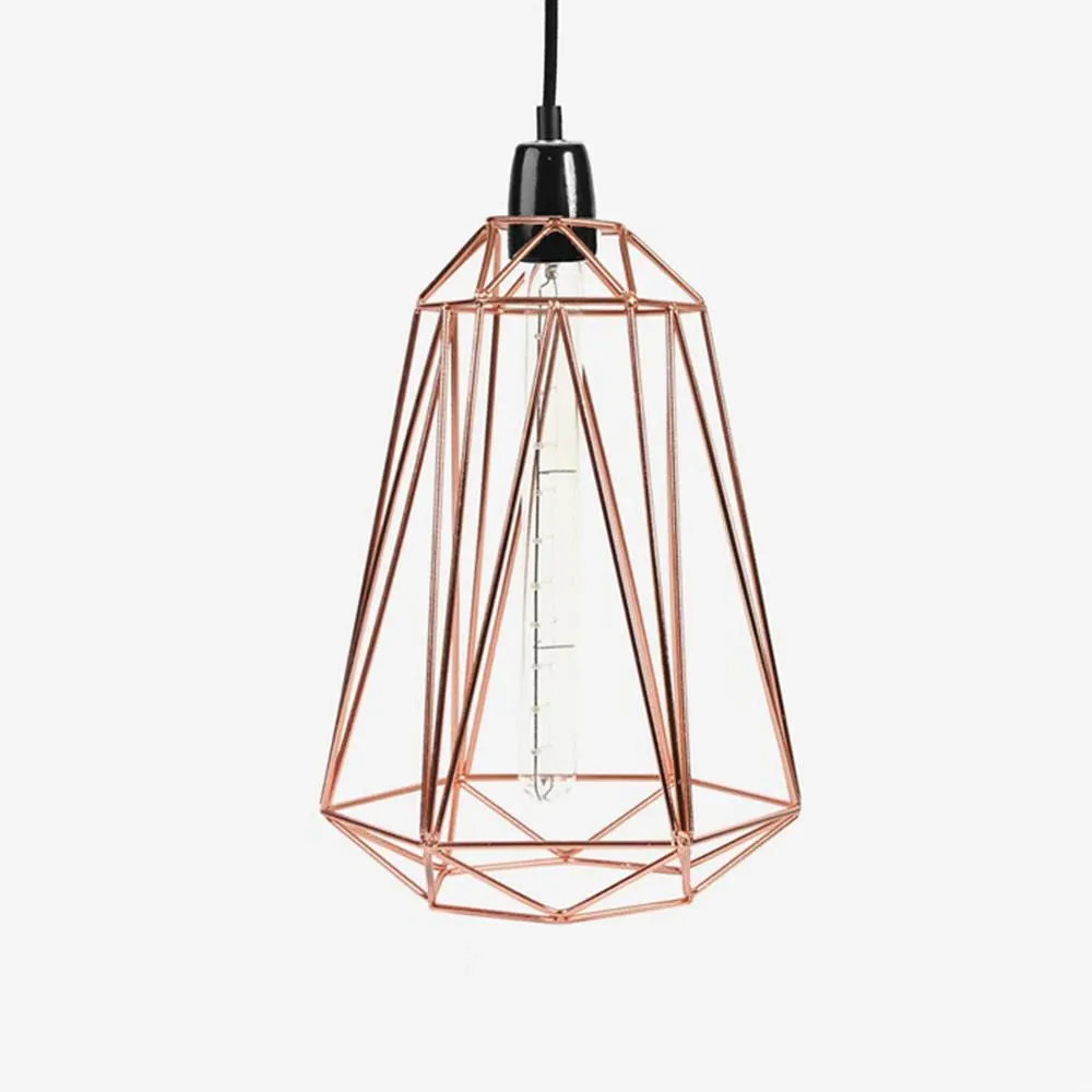 Large Diamond Cage Pendant Light - Gold, Metal