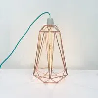 Large Diamond Cage Table Lamp - Bronze, Metal