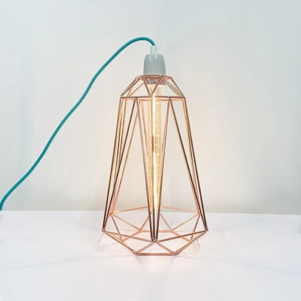 Large Diamond Cage Table Lamp - Bronze, Metal