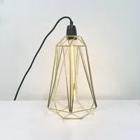 Large Diamond Cage Table Lamp - Gold, Metal