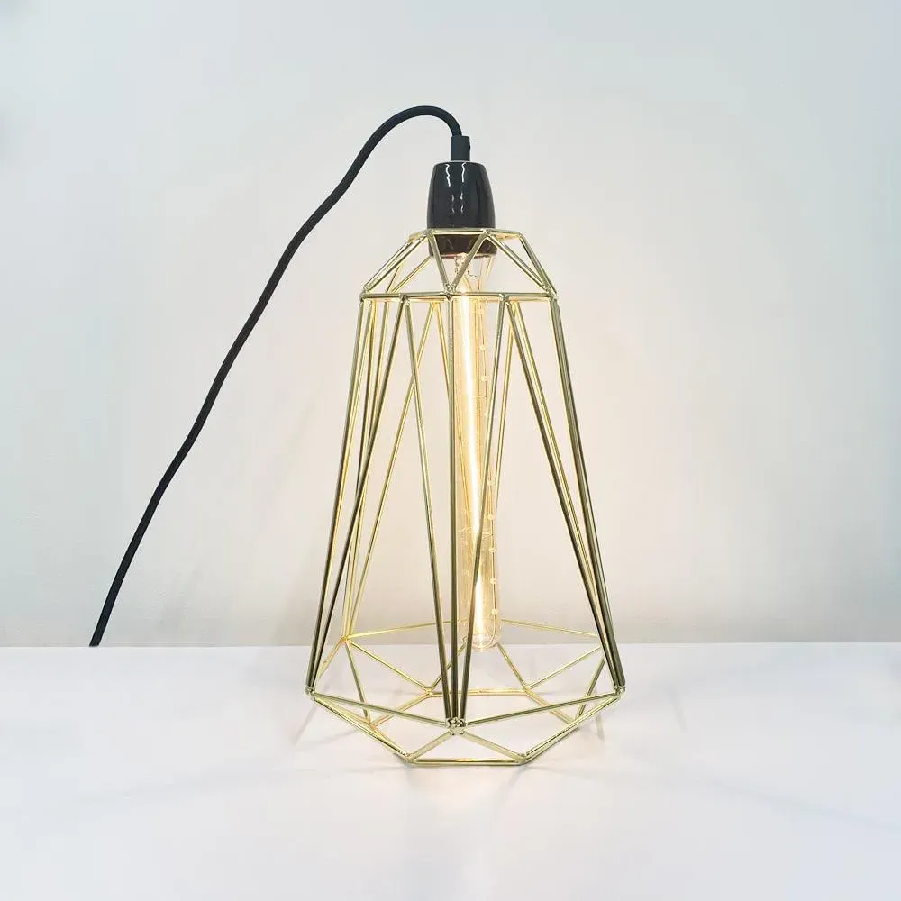 Large Diamond Cage Table Lamp - Gold, Metal