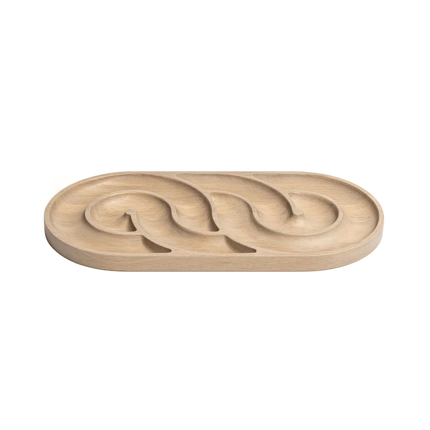 Large Fruit Tray with Grooves - White, Oak