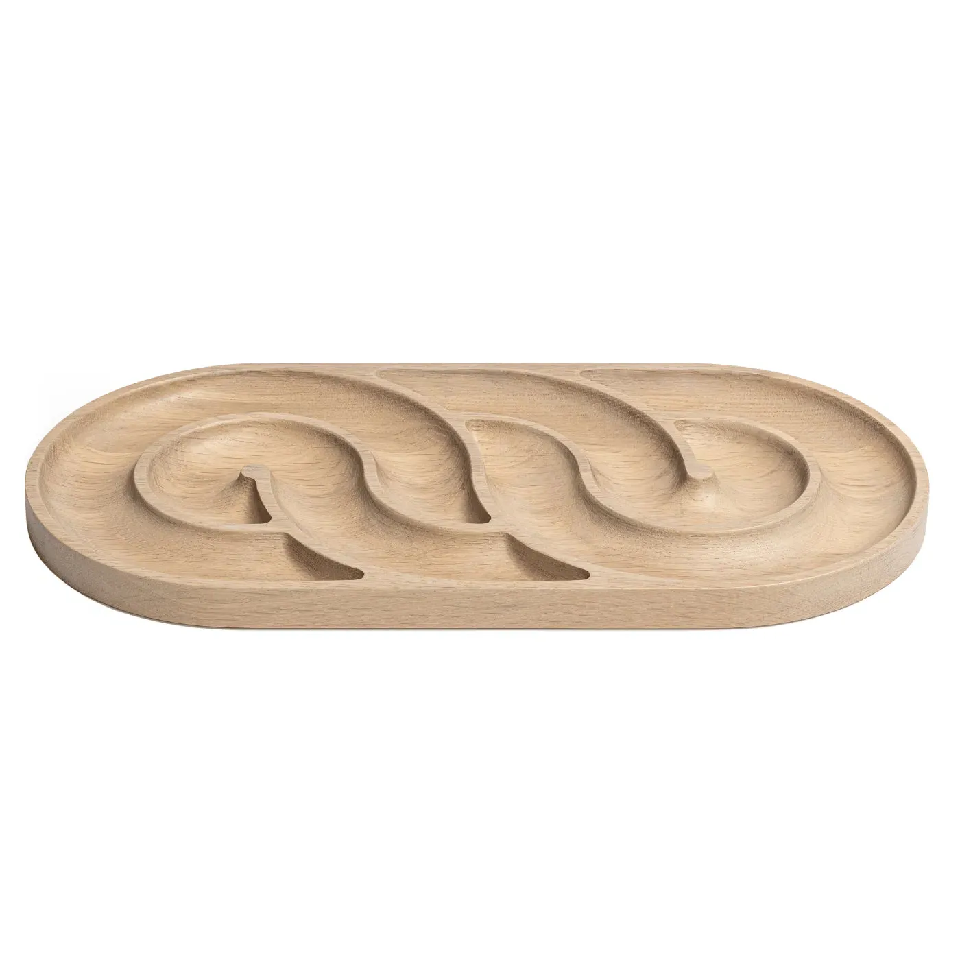 Large Fruit Tray with Grooves - White, Oak