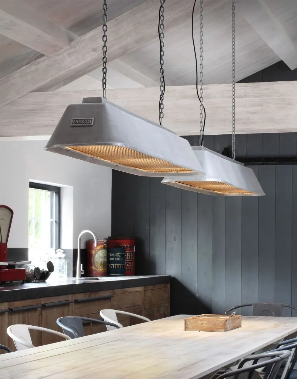 Large Pendant Light Industrial - Black, Aluminium