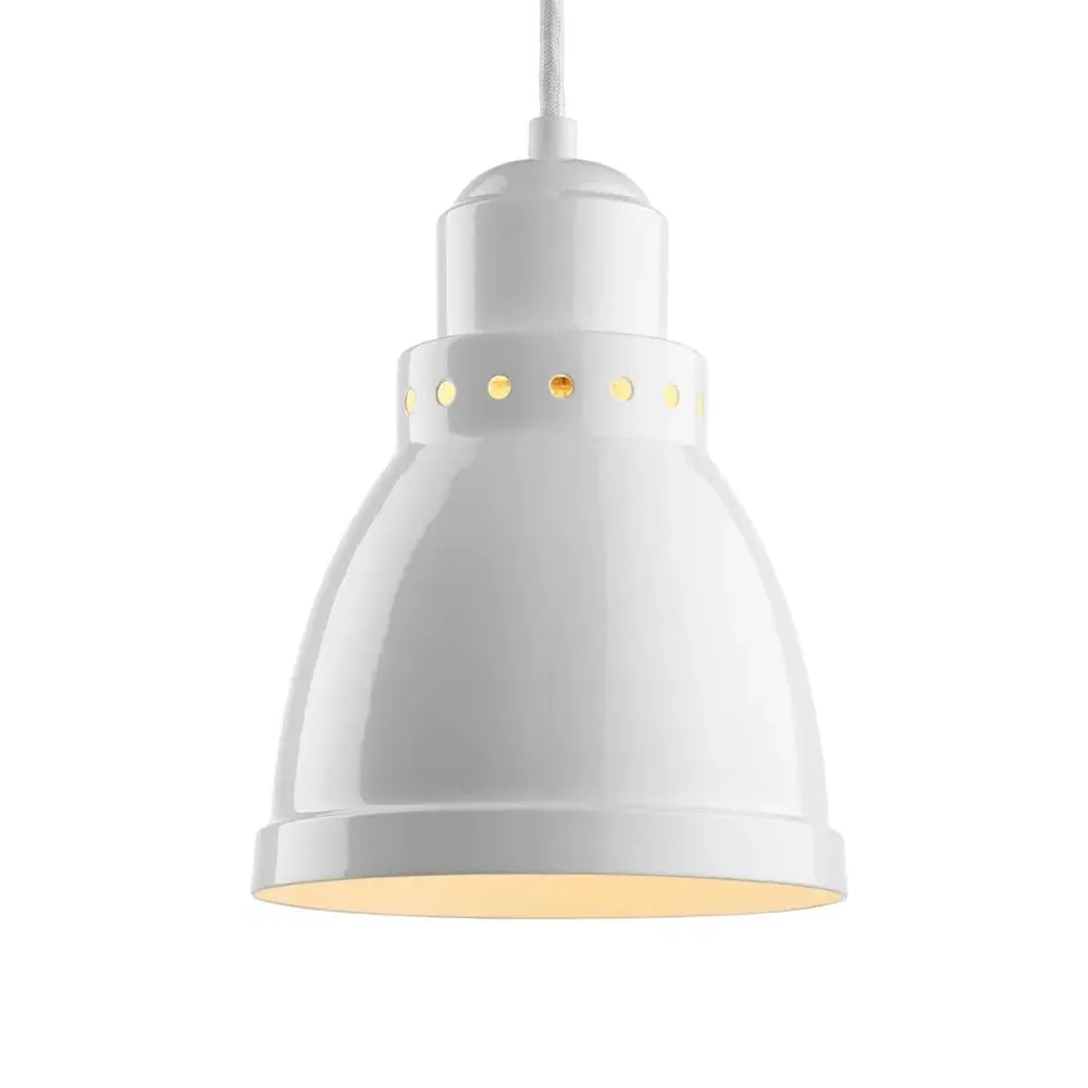 Large Pendant Light Industrial Style - White, Steel