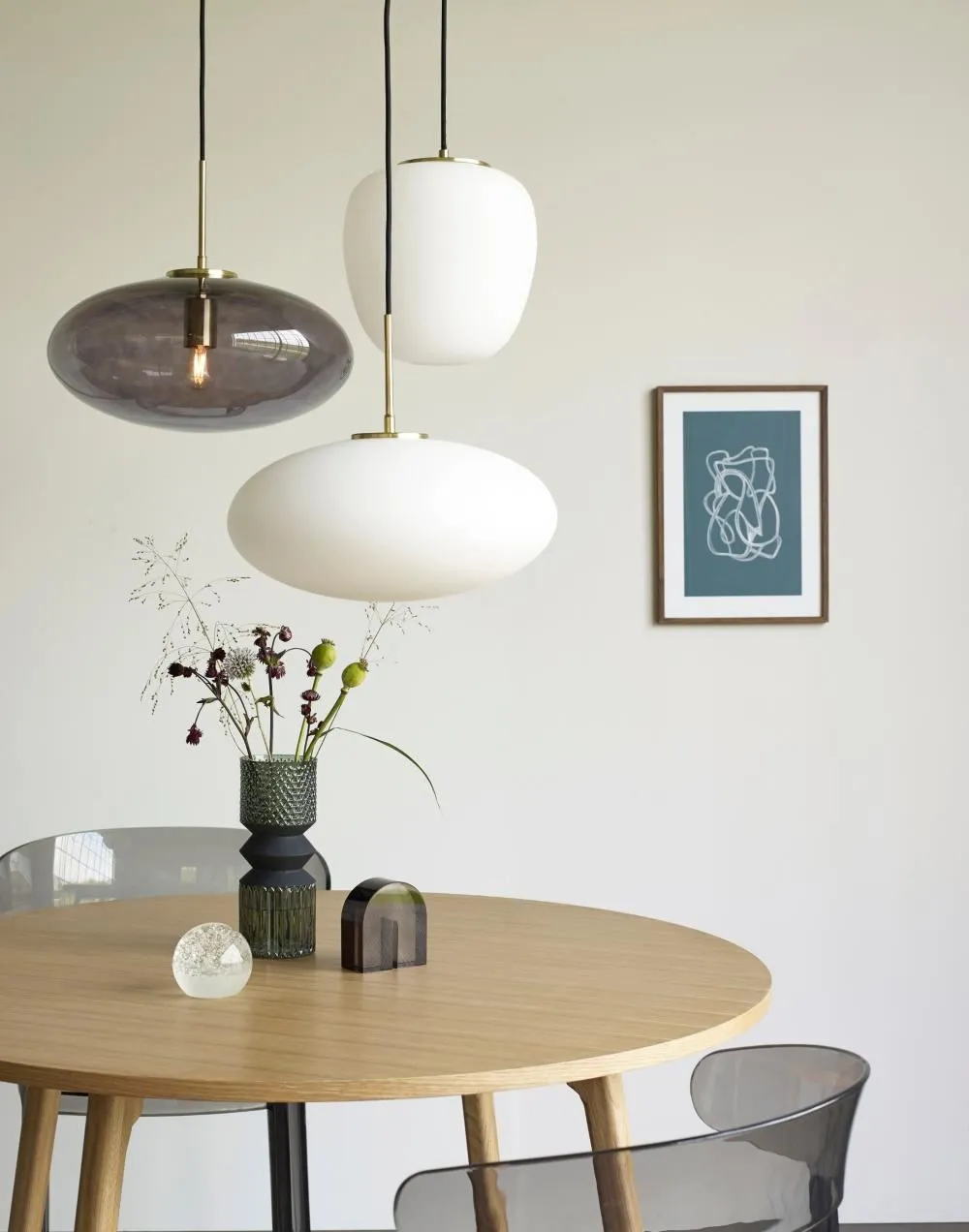 Large Pendant Light Reflector - Smokey, Glass