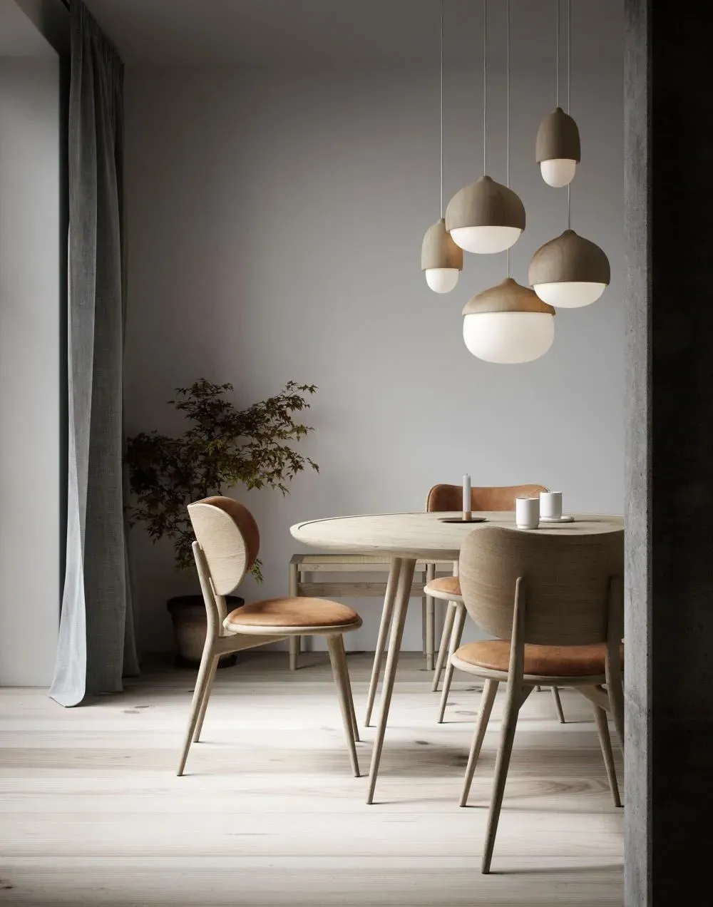 Large Pendant Light - Smoked Glass, Black Wood