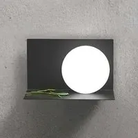 Large Wall Light with Glass Shade - Black, Metal