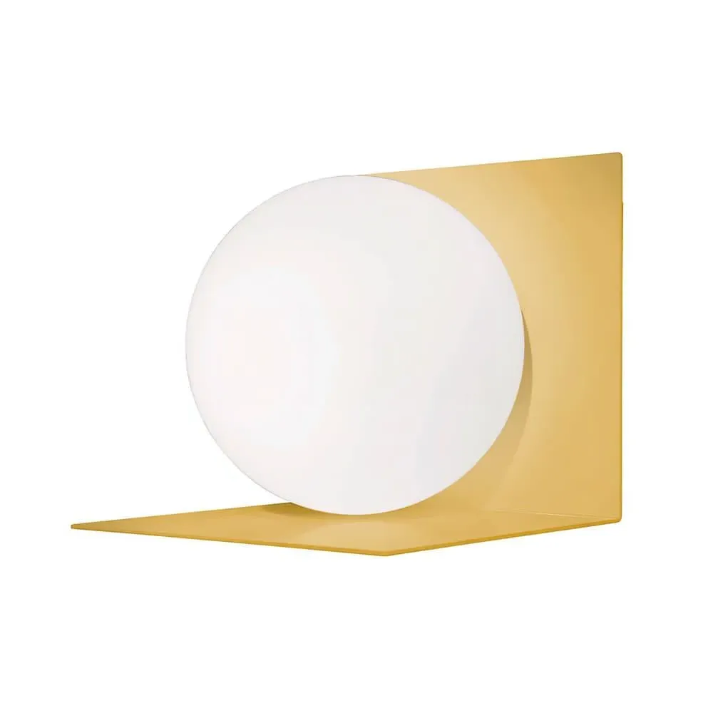 Large Wall Light with Glass Shade - Gold, Metal