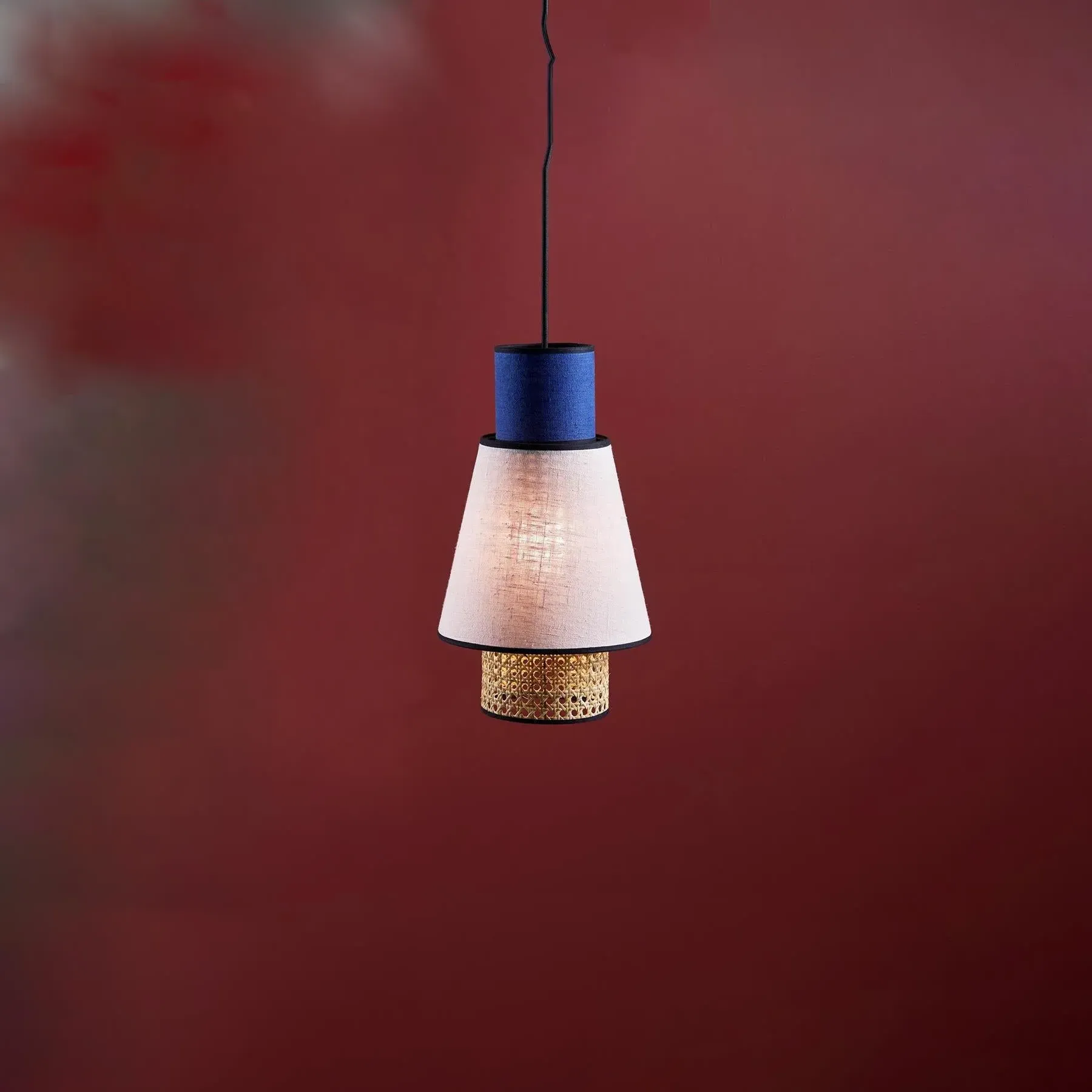 Layered Pendant Light - Linen, Rattan