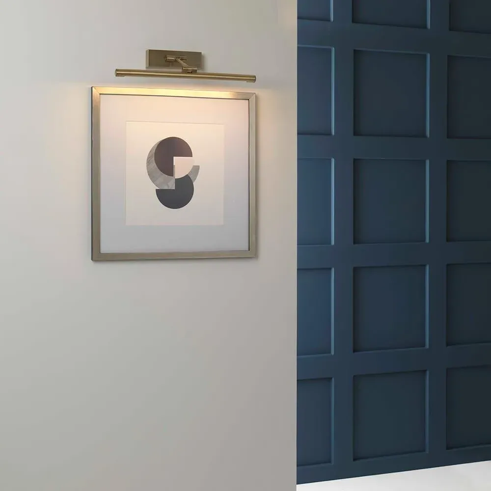 LED Picture Light with Adjustable Arm - Brass