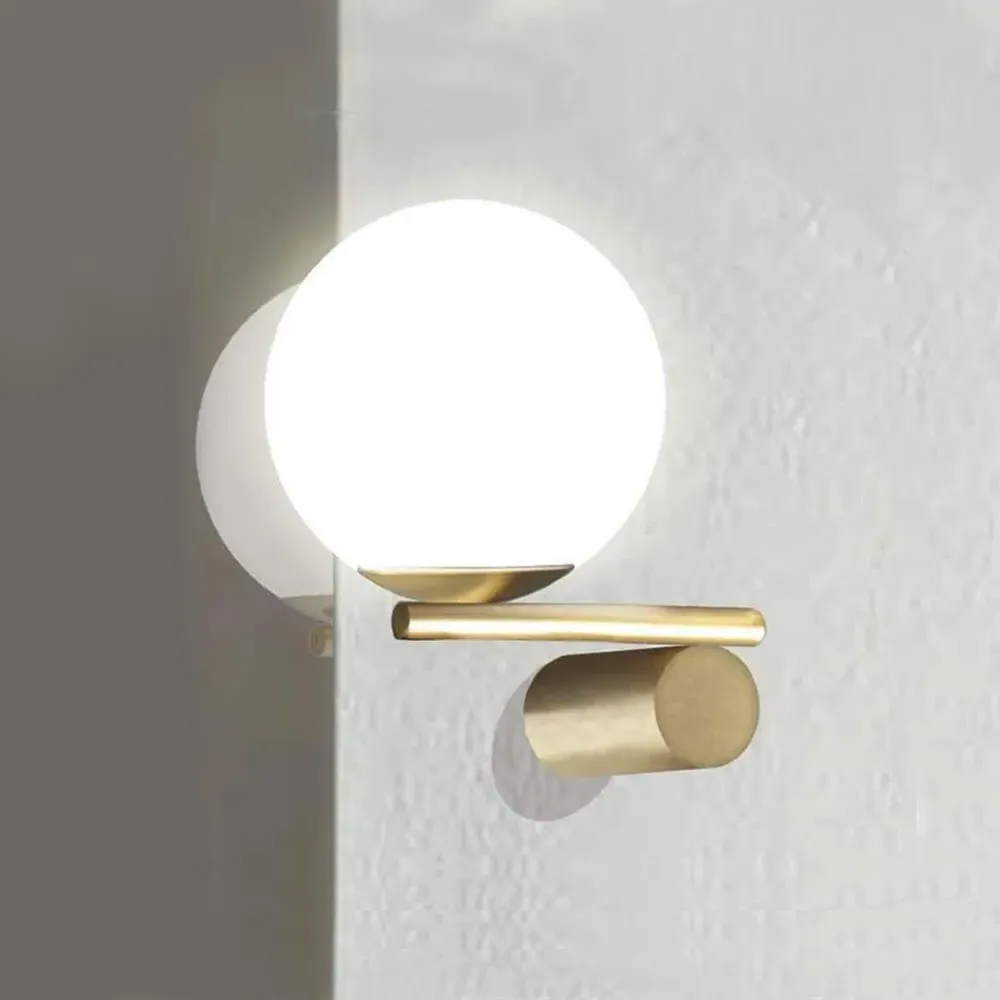 Left Wall Light with Glass Shade - Black, Metal