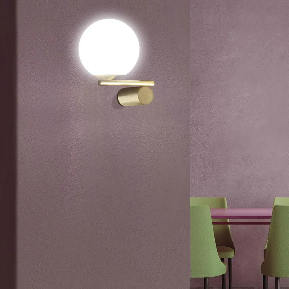 Left Wall Light with Glass Shade - Gold, Metal