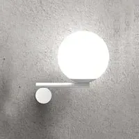 Left Wall Light with Glass Shade - White, Metal