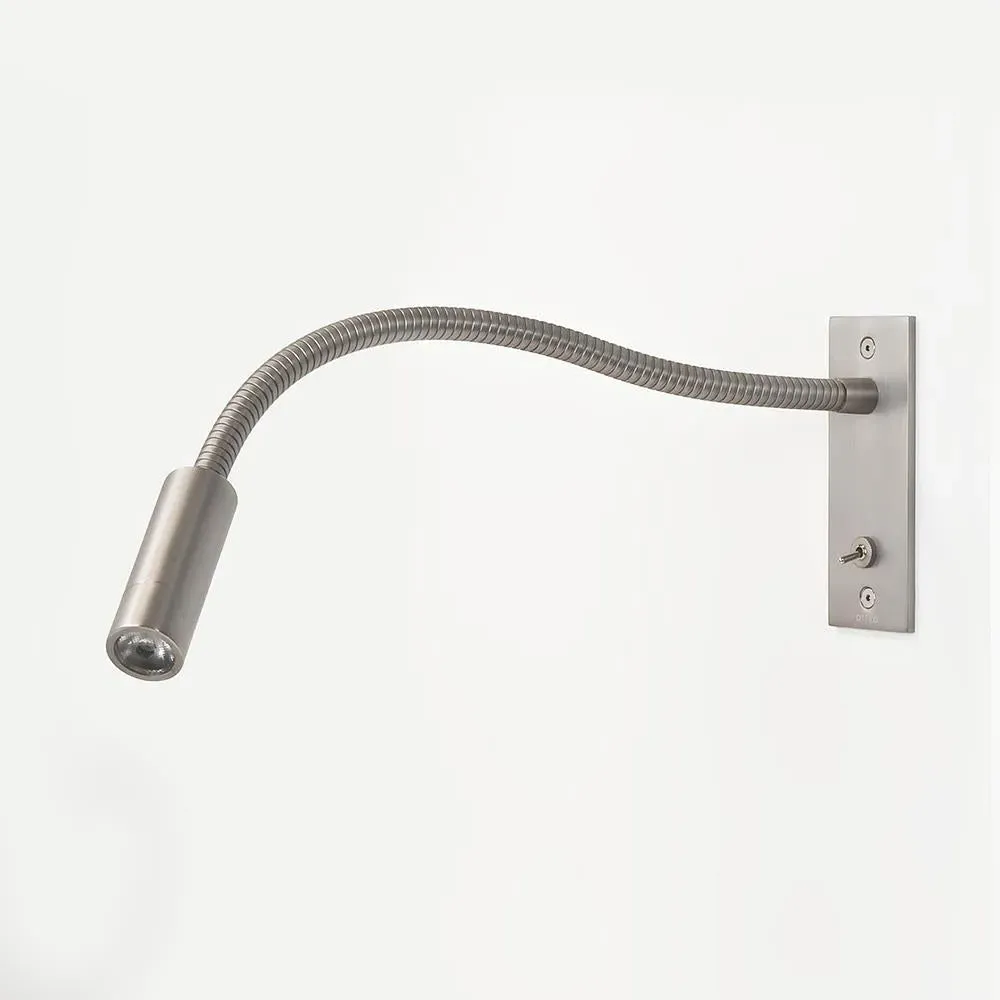 Leo Switched LED Wall Light with Flexible Arm - Nickel image