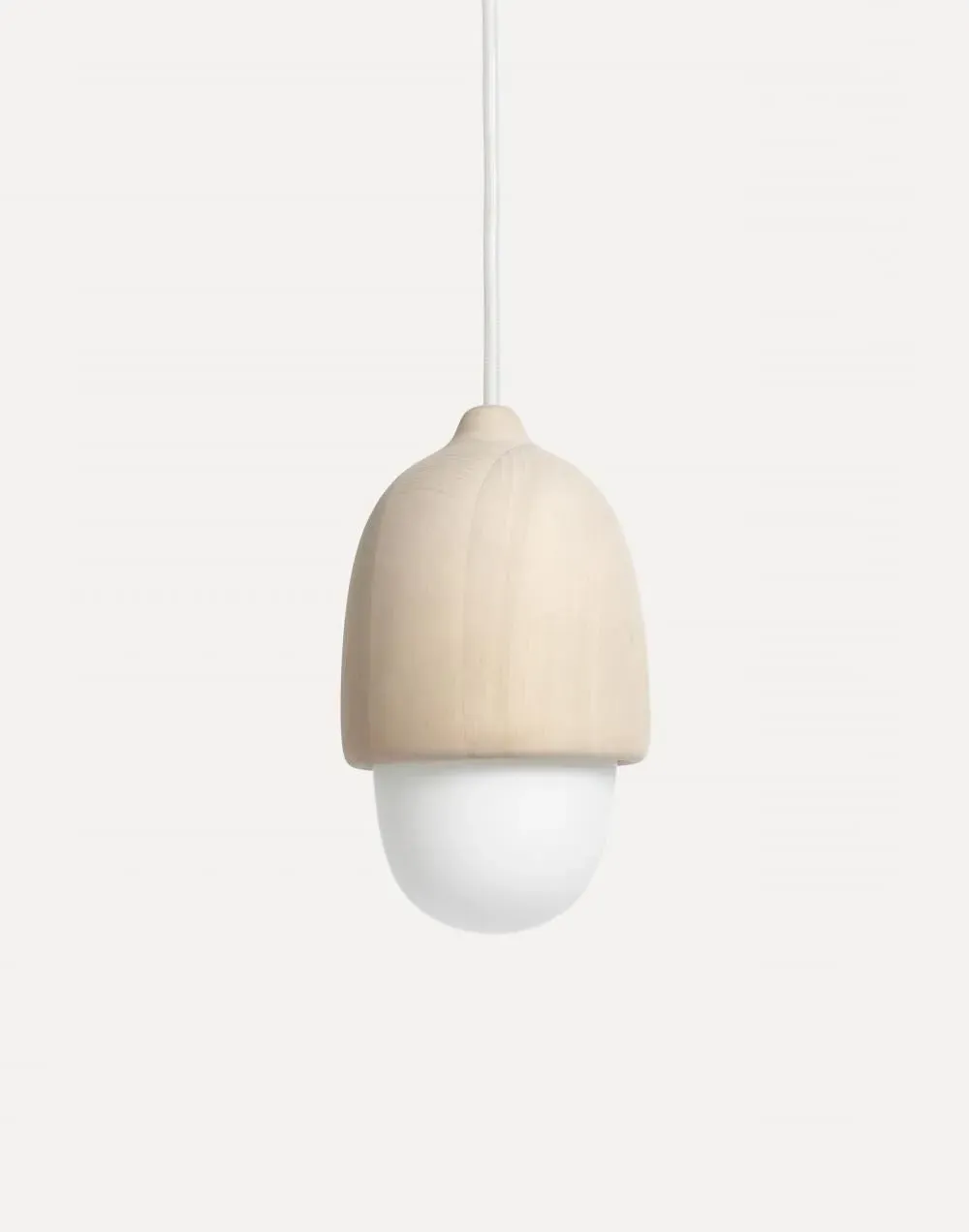 Mater Terho Large Pendant Light - Natural Wood, Opal Glass