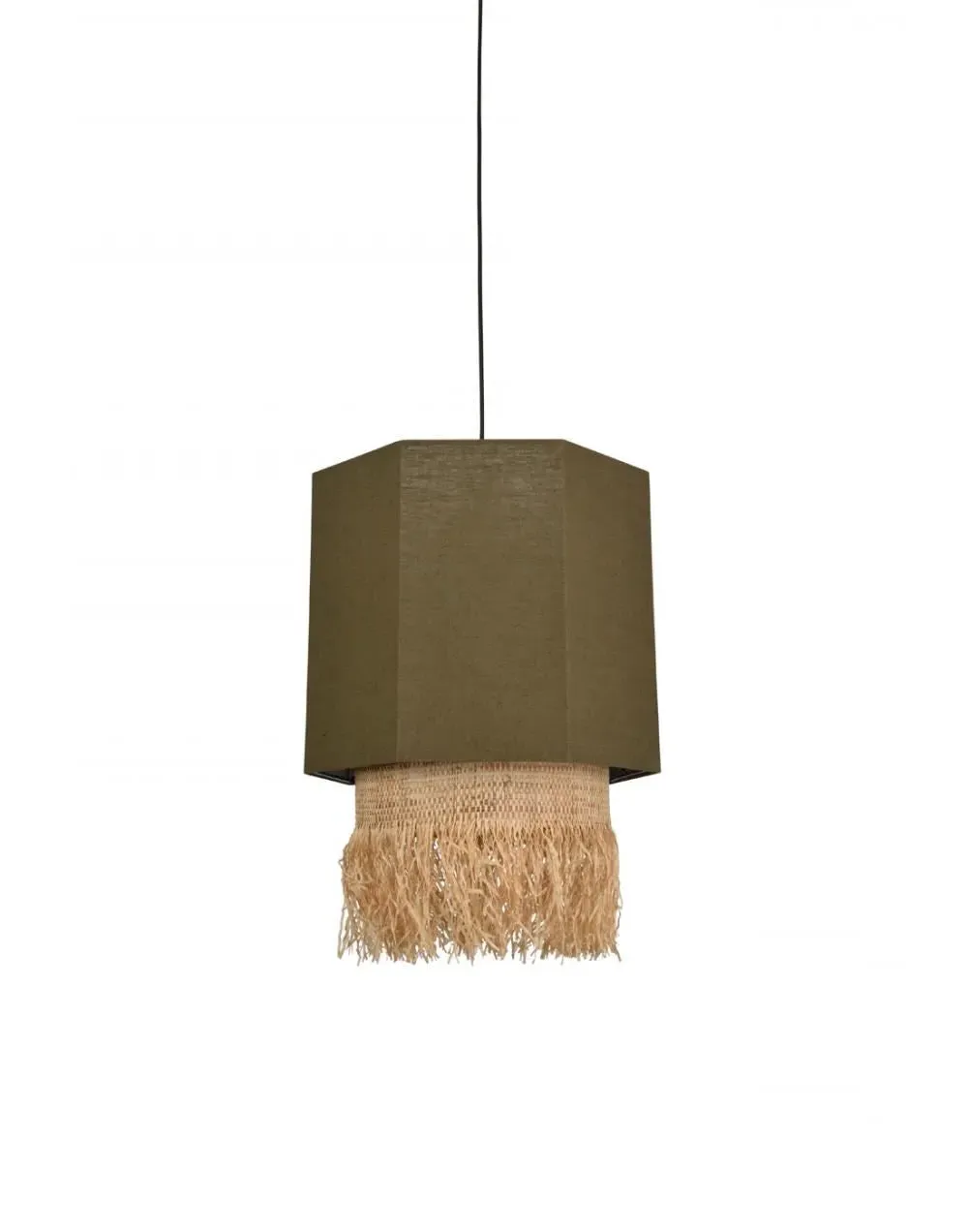 Medium Pendant Light - Kaki, Washed Linen