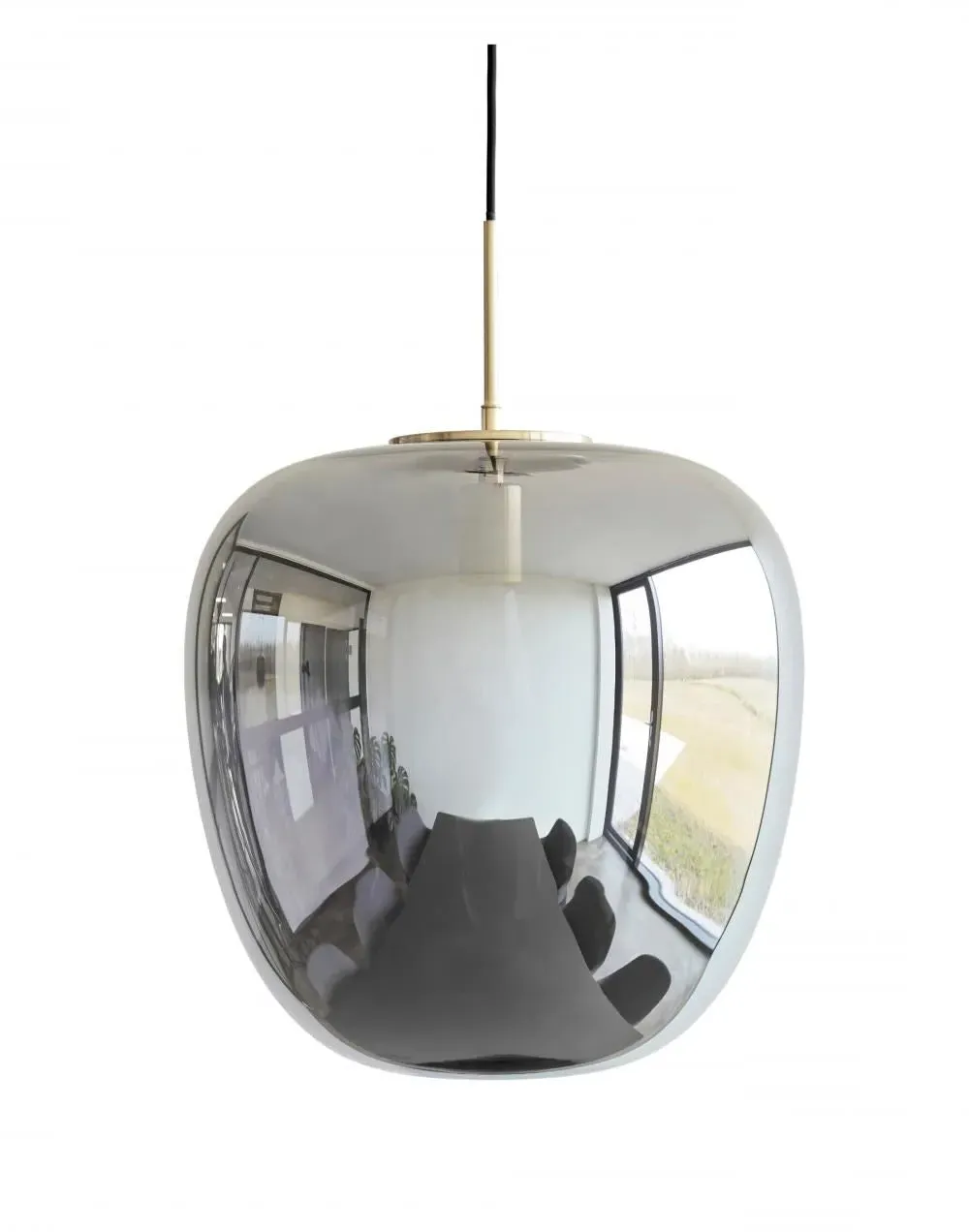 Medium Pendant Light - Smokey Glass, Brass