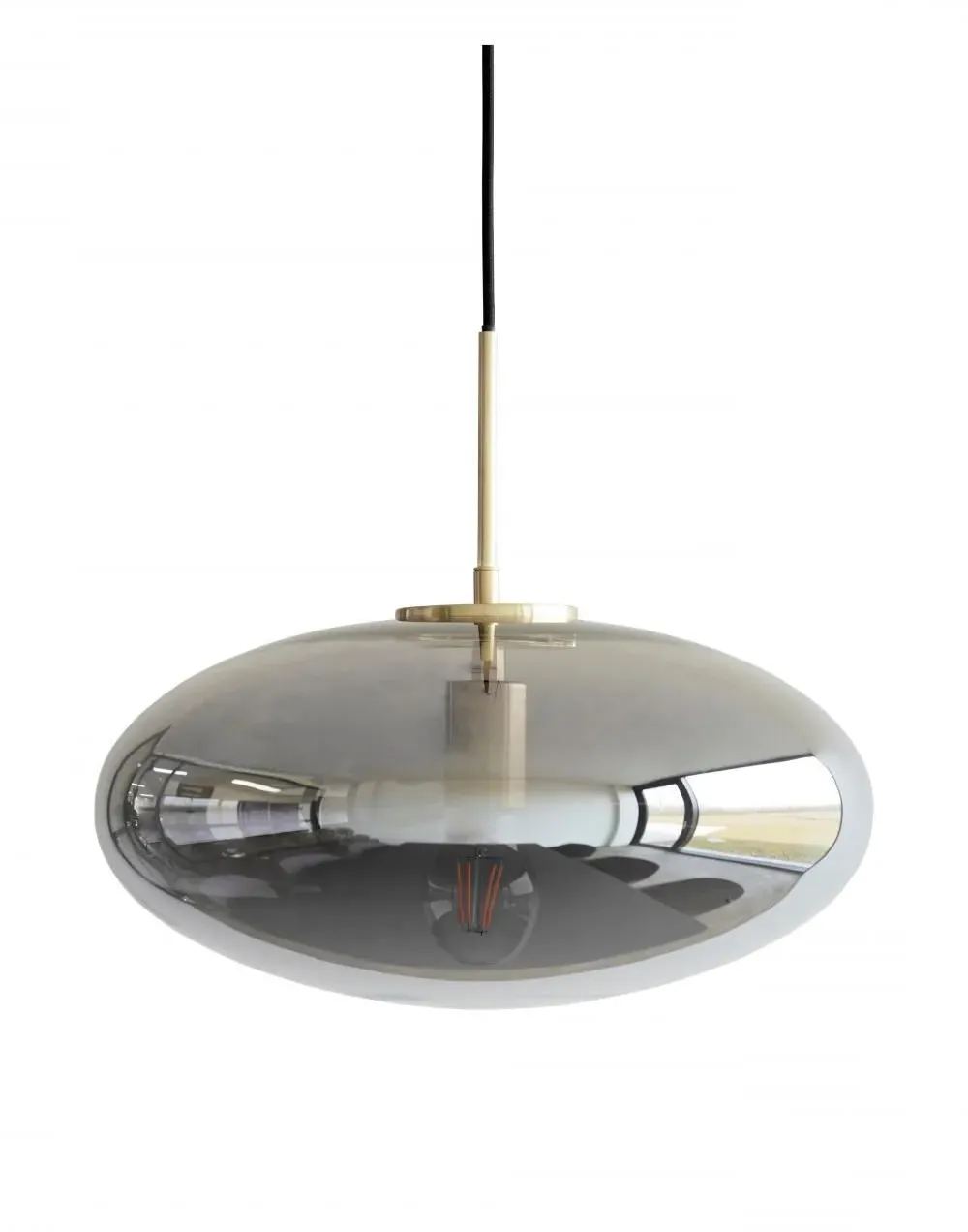 Medium Pendant Light - Smokey Glass, Brass image