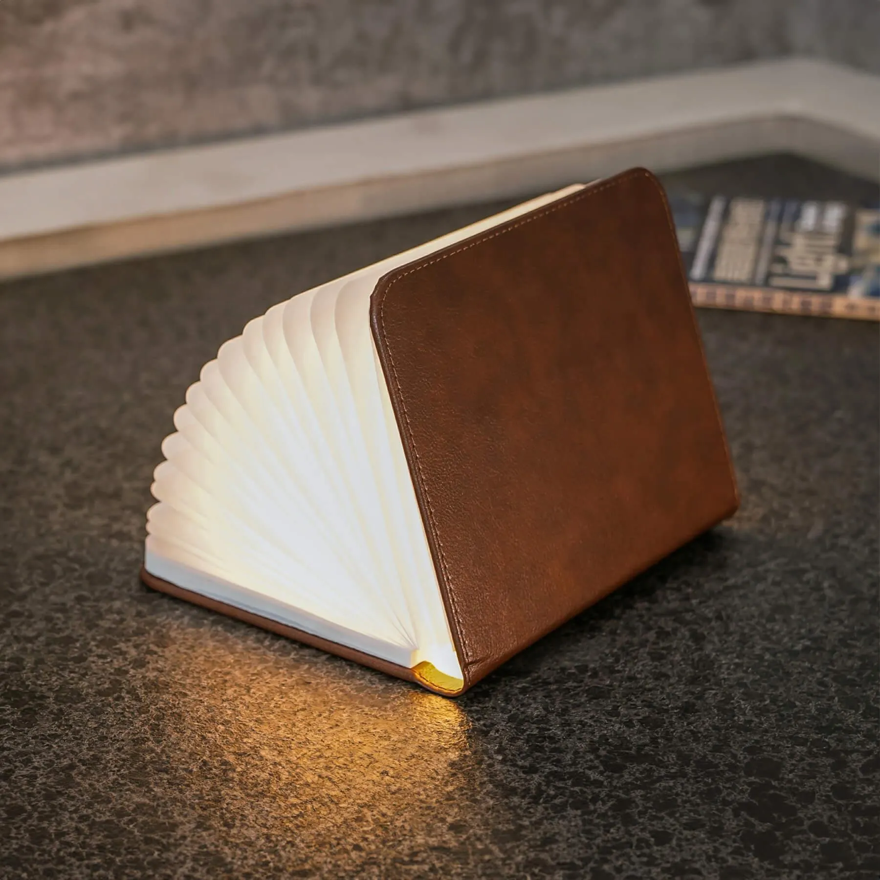 Mini Book Table Lamp with Battery - Walnut, Wood