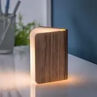 Mini Book Table Lamp with Battery - Walnut, Wood