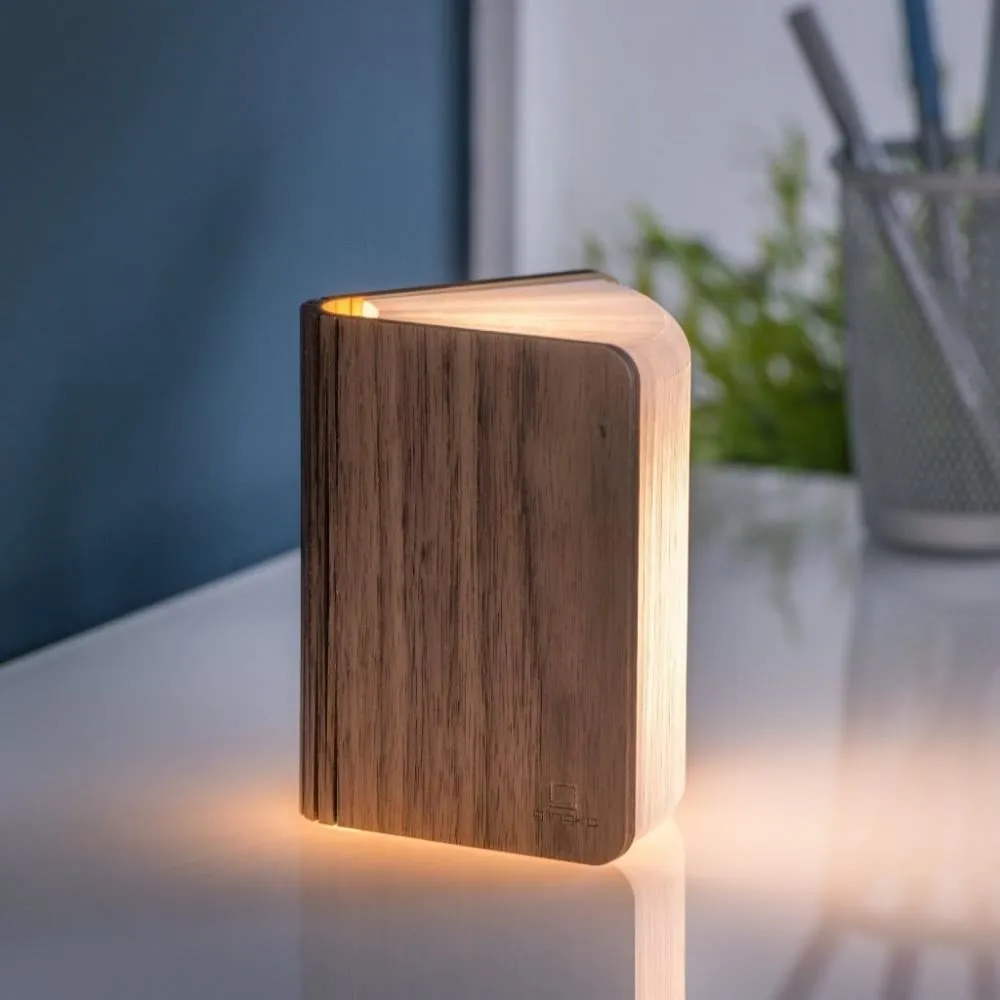 Mini Book Table Lamp with Battery - Walnut, Wood