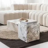 Noho Cube Side Table - White, Marble