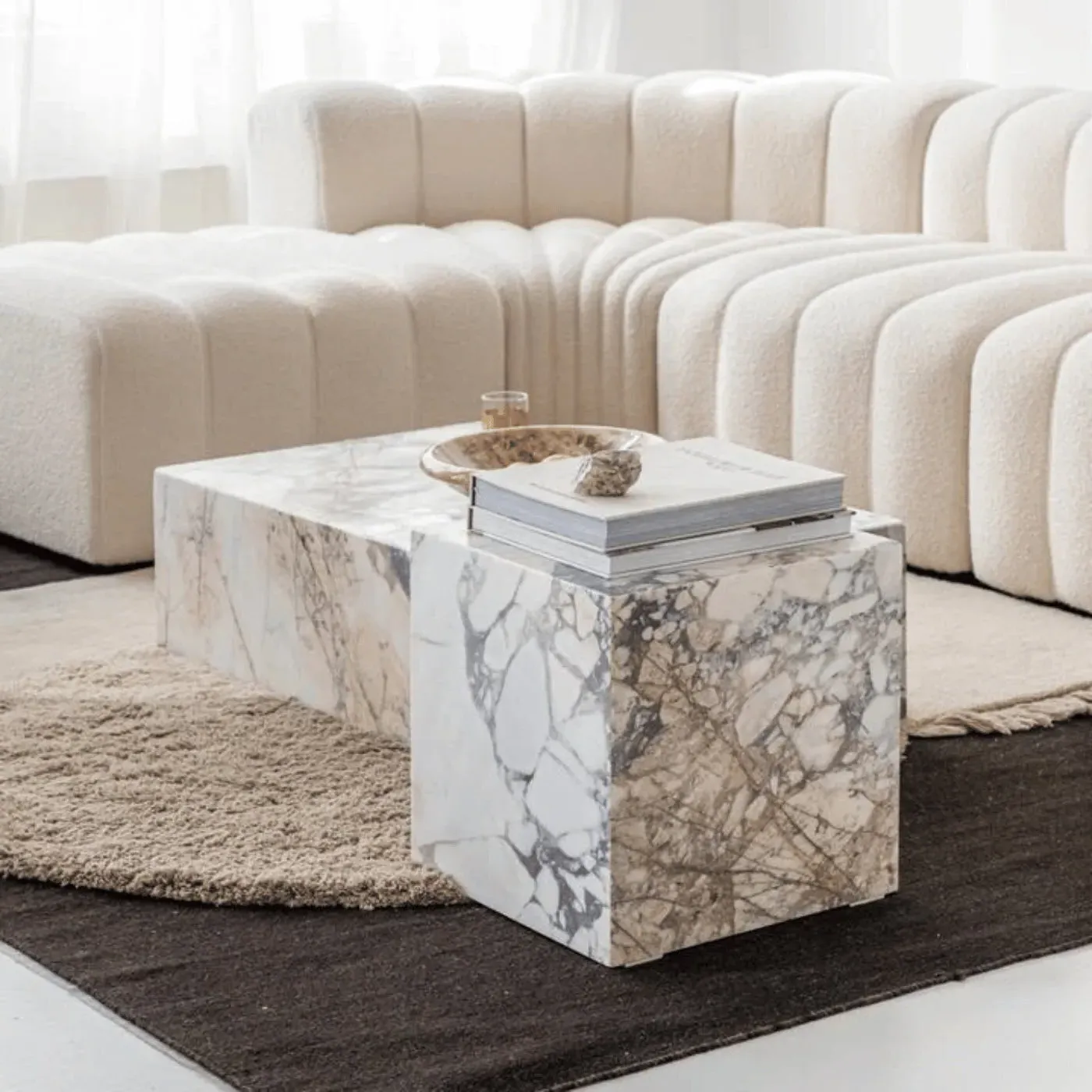 Noho Cube Side Table - White, Marble image