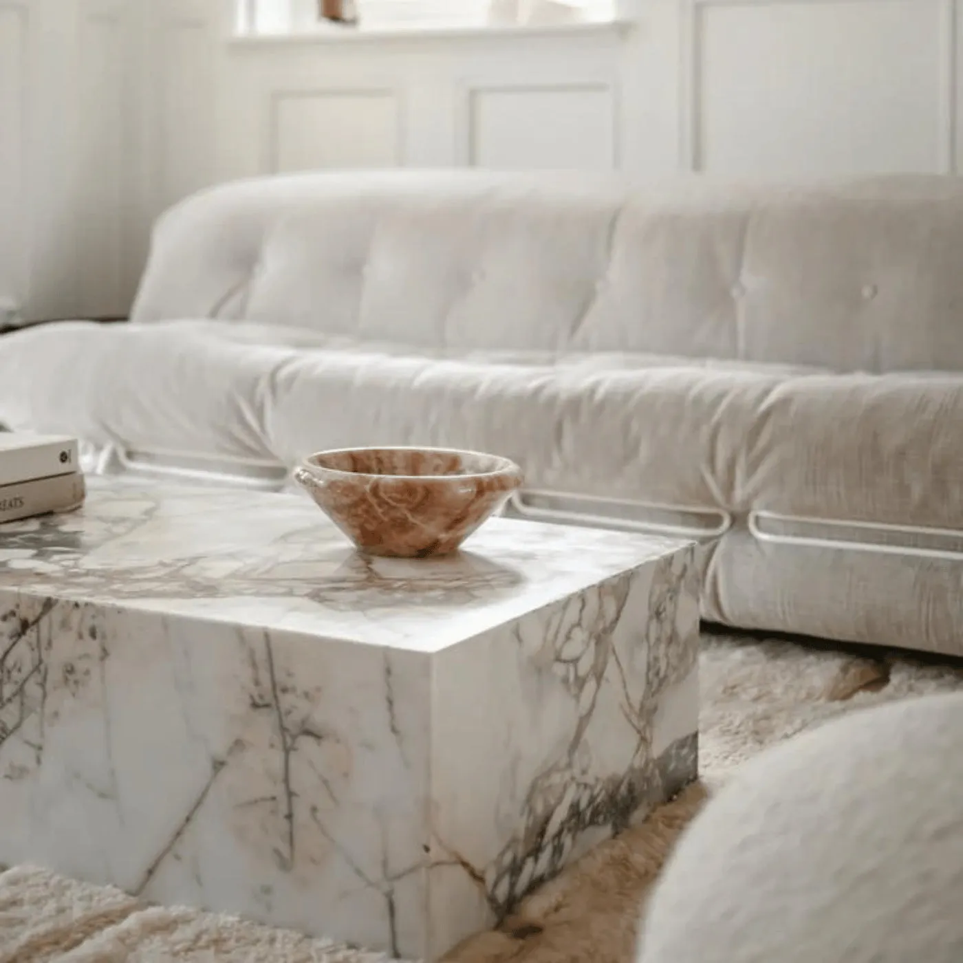 Noho Grand Marble Coffee Table - White, Marble