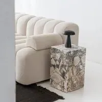 Noho Pillar Side Table - White, Marble