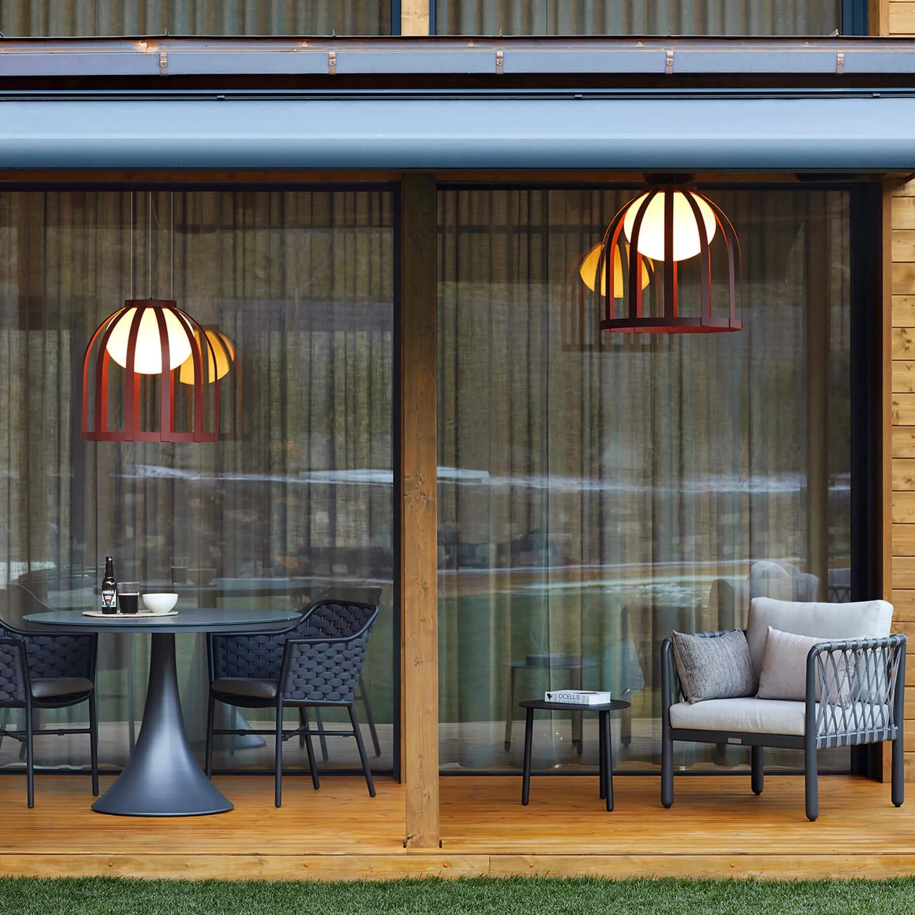 Outdoor Ceiling Light with Cage Design - Polyethylene