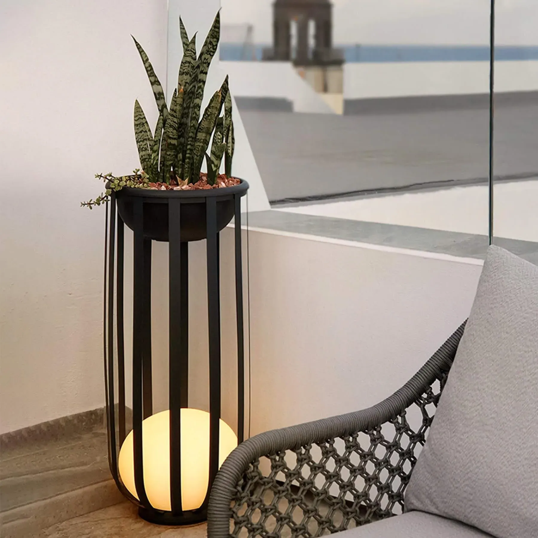 Outdoor Floor Light with Artificial Plants - Polyethylene