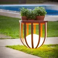 Outdoor Floor Light with Planters - Black