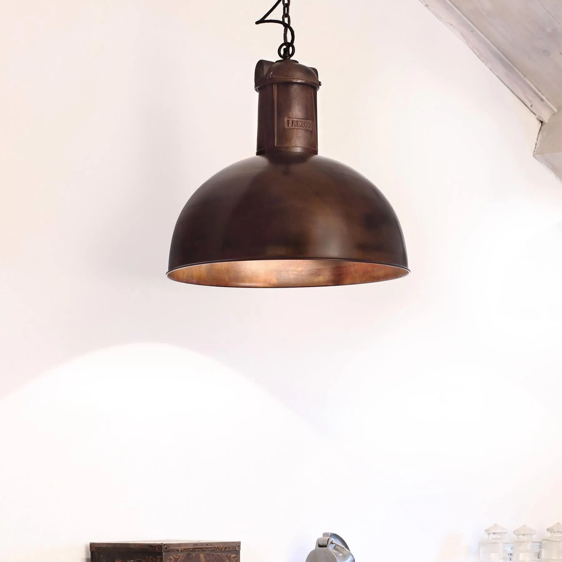 Pendant Light Industrial Design - Brown, Steel