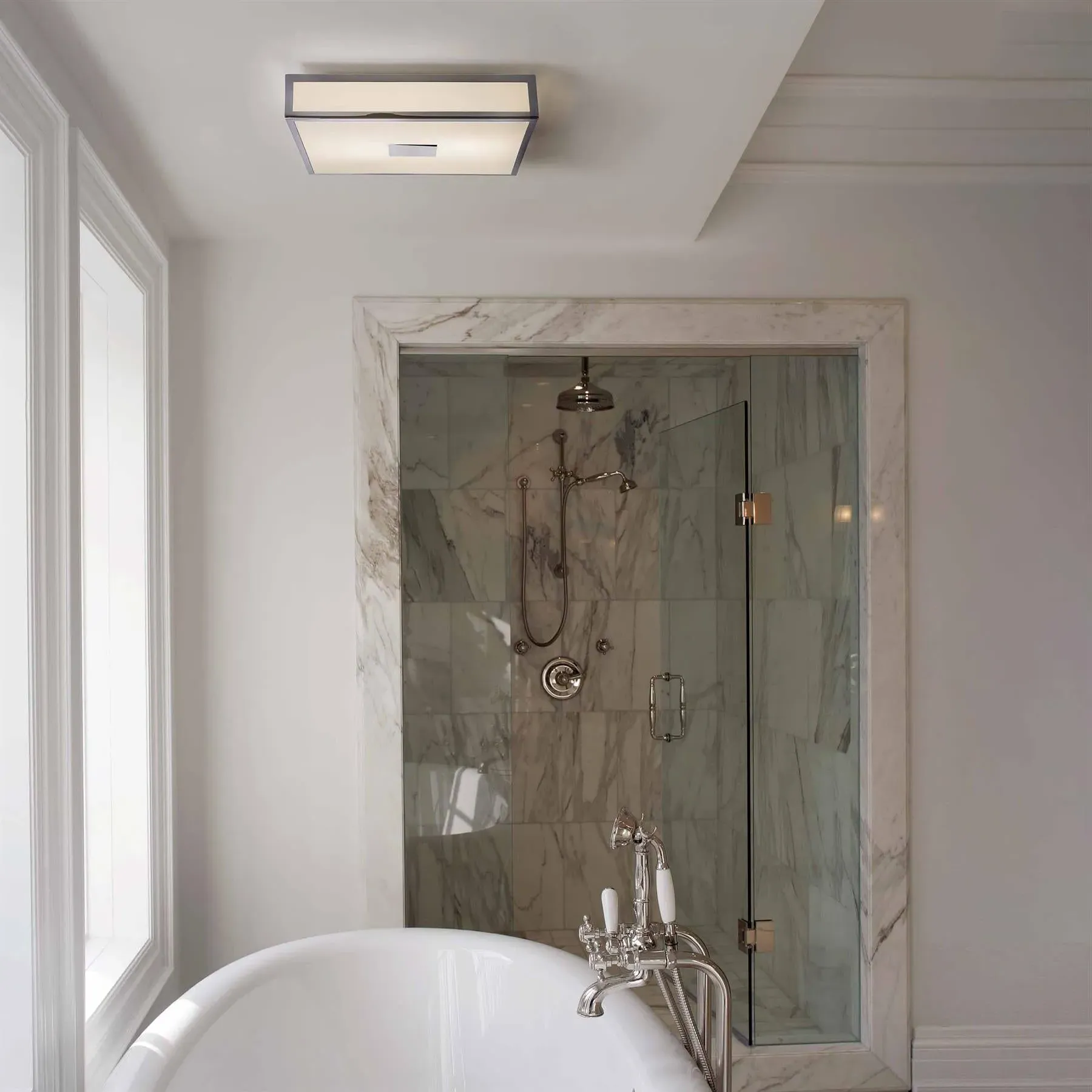 Rectangular Ceiling Light IP44 - Bronze, Glass