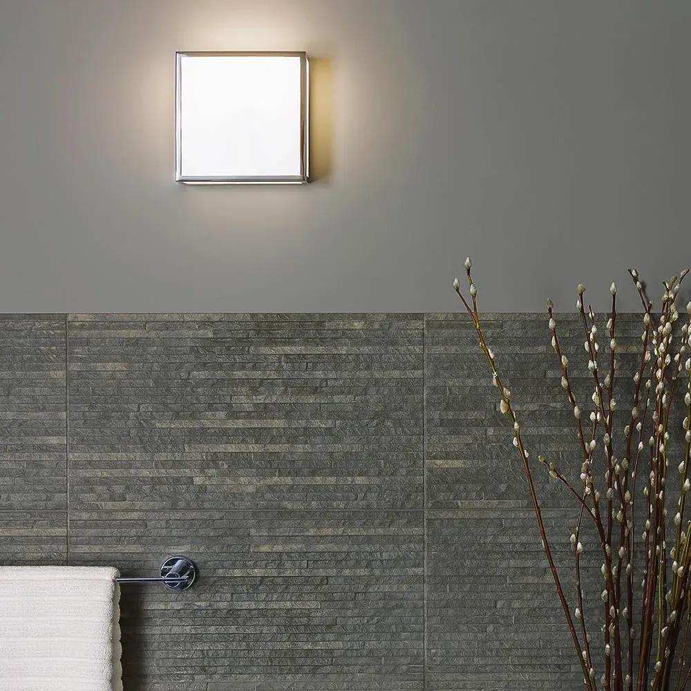 Rectangular Ceiling Light IP44 - Chrome, Glass