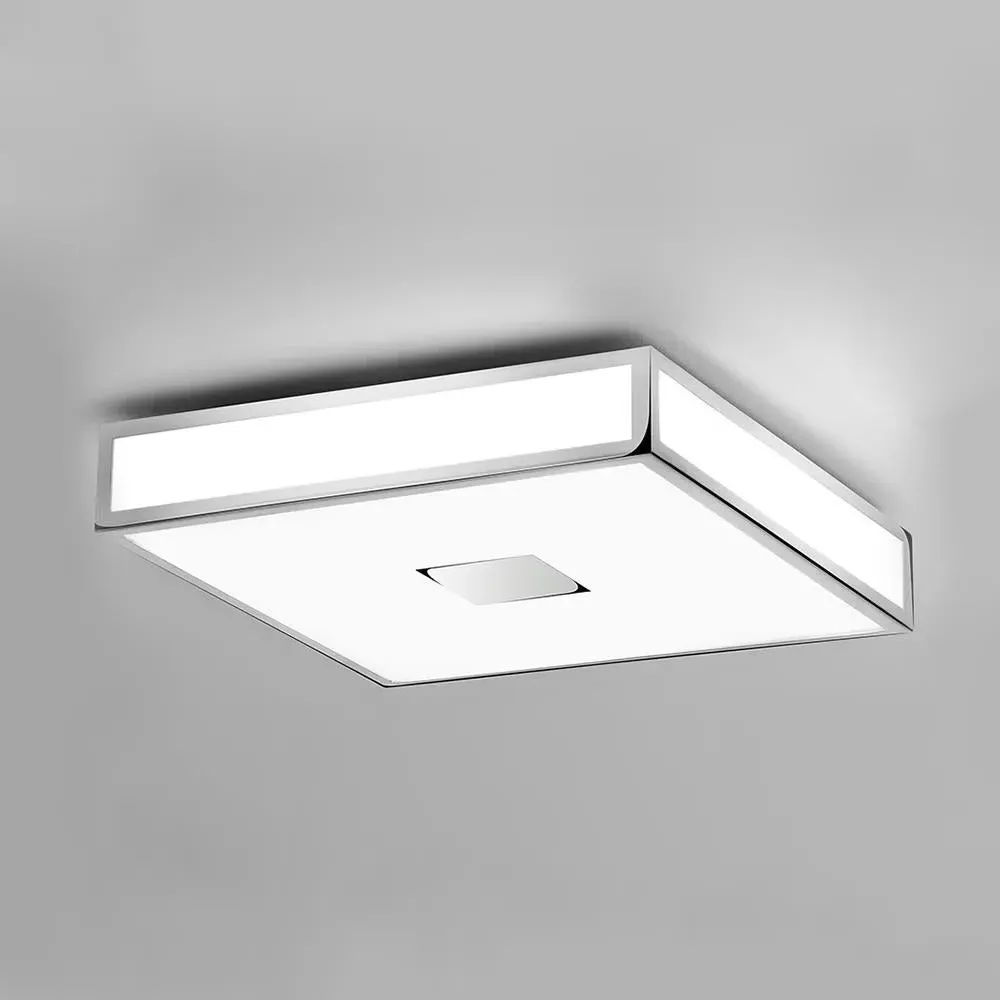 Rectangular Ceiling Light IP44 - Chrome, Glass